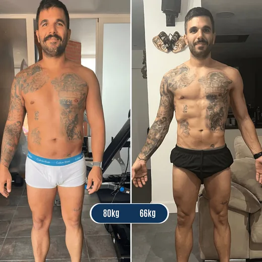 Transformación: 80 kg a 66 kg