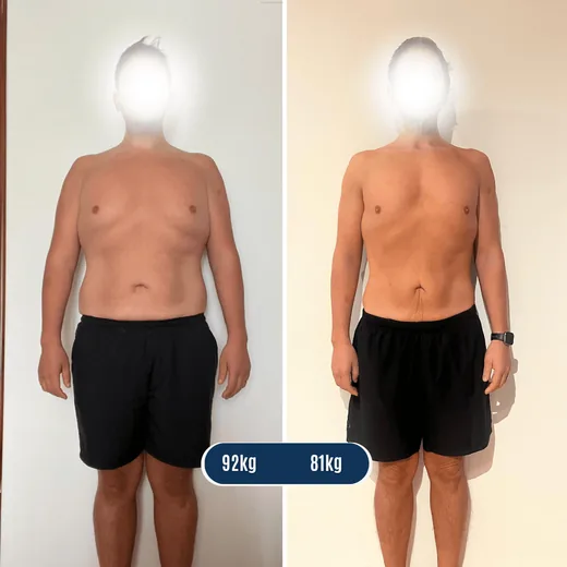 Transformación: 92 kg a 81 kg