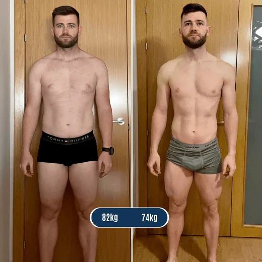 Transformación: 82 kg a 74 kg