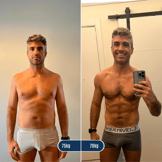 Transformación: 75 kg a 70 kg
