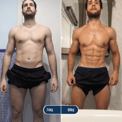 Transformación: 74 kg a 69 kg