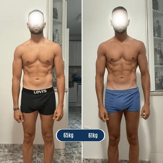 Transformación: 65 kg a 61 kg