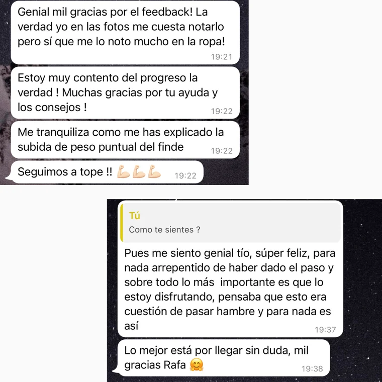 Conversación de WhatsApp real con un cliente del programa (4 de 6)