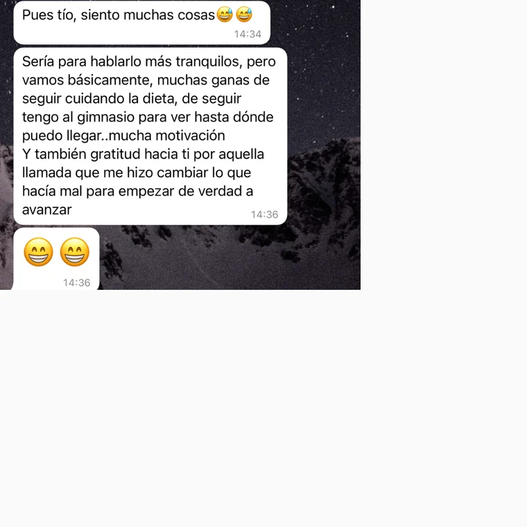 Conversación de WhatsApp real con un cliente del programa (6 de 6)